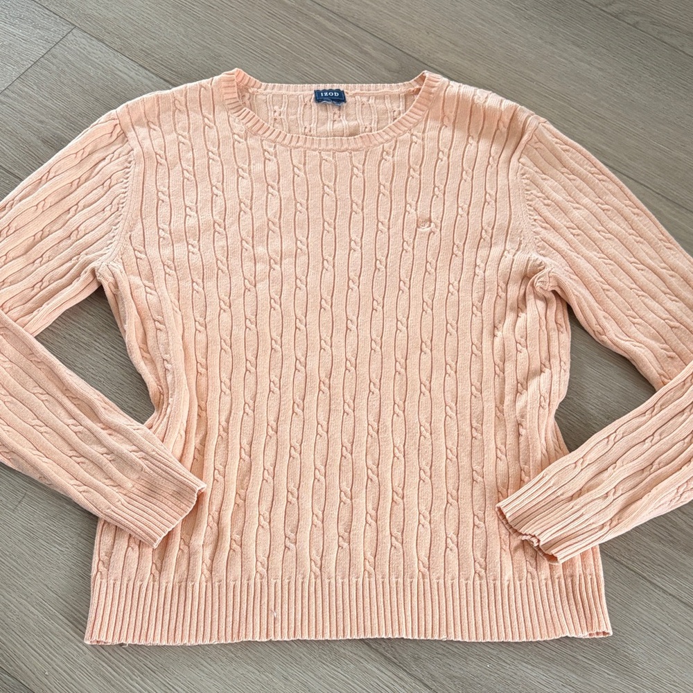 Izod Women's Peach Cable Knit Sweater